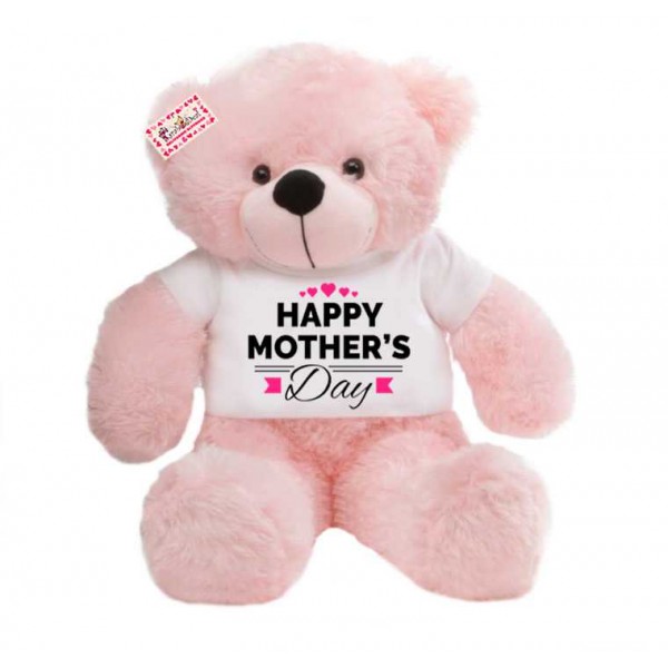 2 feet big pink teddy bear wearing Happy Mothers Day hearts T-shirt